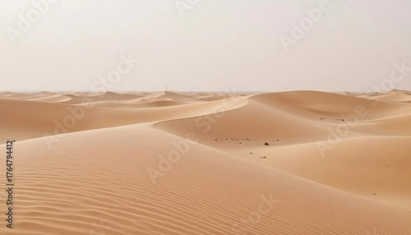 Obraz Vast Golden Sand Dunes Under Soft Light in an Arid Desert Landscape