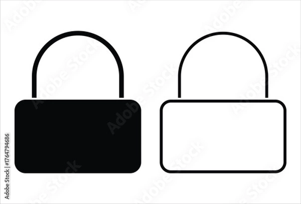 Fototapeta Unlock icon collection. unlocked black line icon set vector.