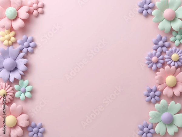Fototapeta pink flower frame