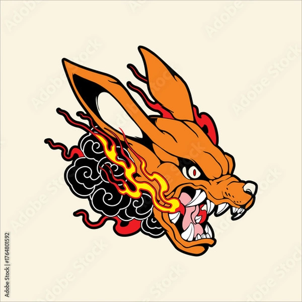 Obraz japanese devil fox design vector