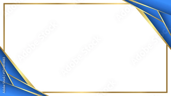 Obraz Professional Certificate or Diploma Border Template with Modern Geometric Blue and Gold Layered Design