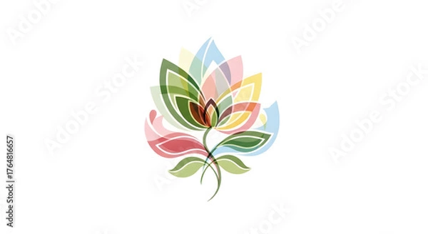 Fototapeta Abstract colorful stylized lotus flower logo symbol