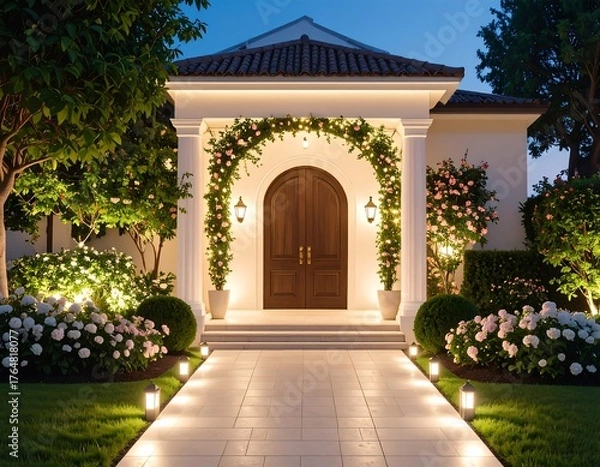 Obraz Elegant home exterior at twilight