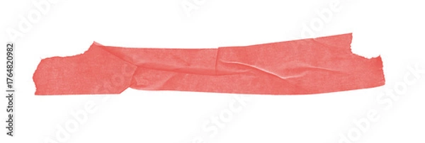 Fototapeta pink ripped textured paper adhesive masking tape isolated on white background for craft and design use.