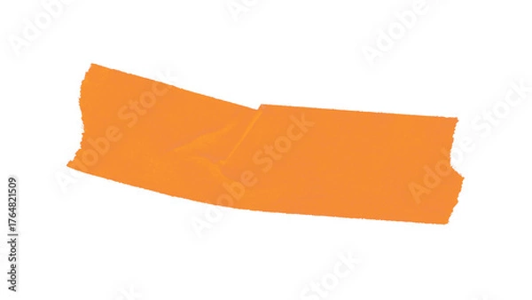 Fototapeta Orange adhesive tape on white background, realistic sticky tape strip for design and graphics use.