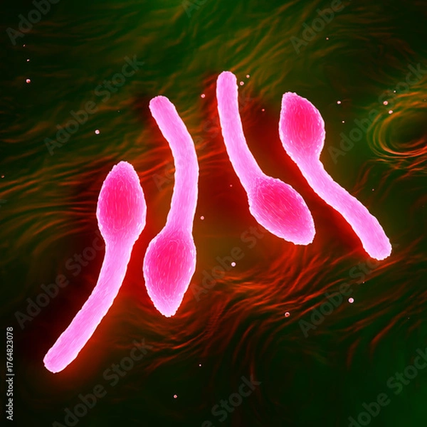 Obraz Clostridium Tetani Bacterium Microscopic 3D Render