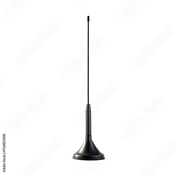 Fototapeta Black car antenna isolated on transparent background for radio signal reception