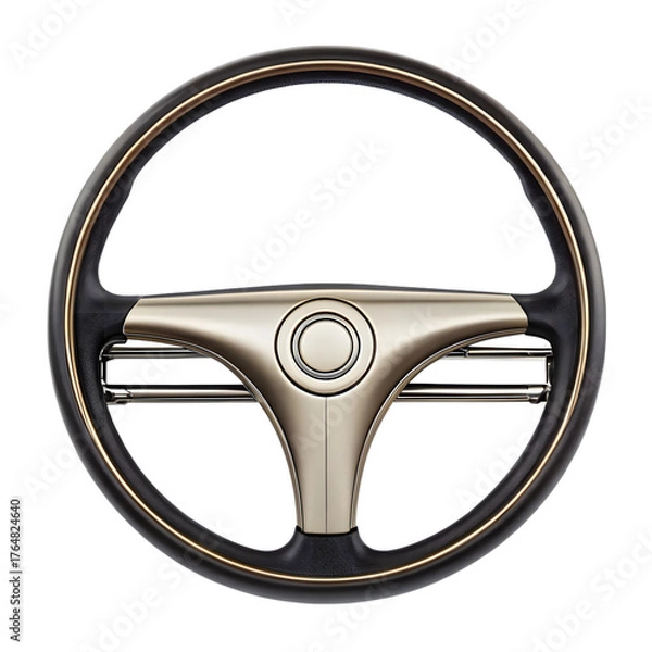 Fototapeta Vintage car steering wheel isolated on transparent background for classic vehicle