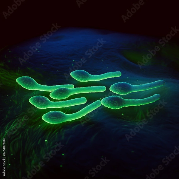 Obraz Clostridium Tetani Bacterium Microscopic 3D Render