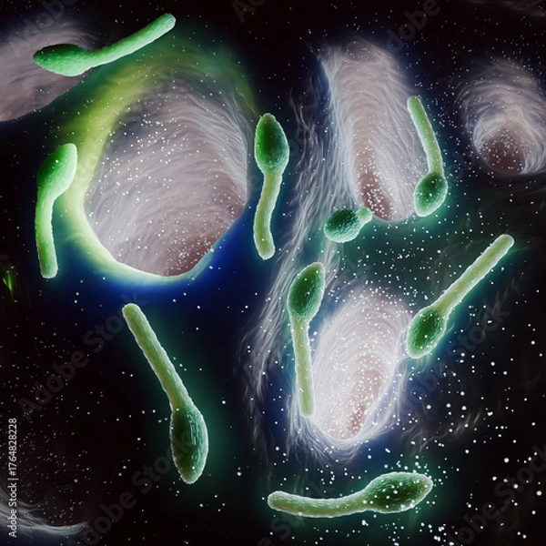 Obraz Clostridium Tetani Bacterium Microscopic 3D Render