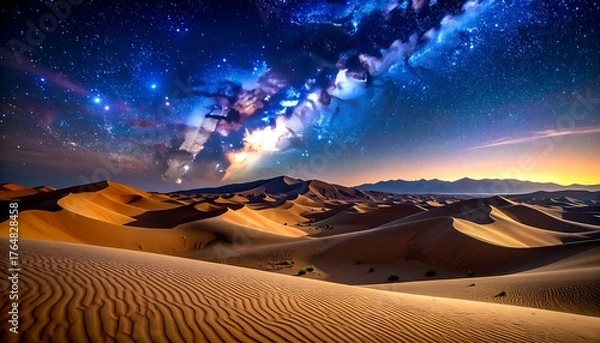 Obraz Stunning desert landscape under a vibrant night sky
