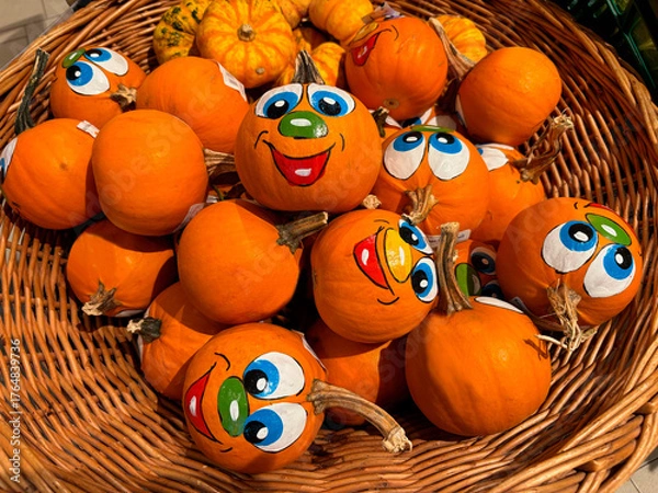 Fototapeta Bemalte Kürbisse mit Gesichter