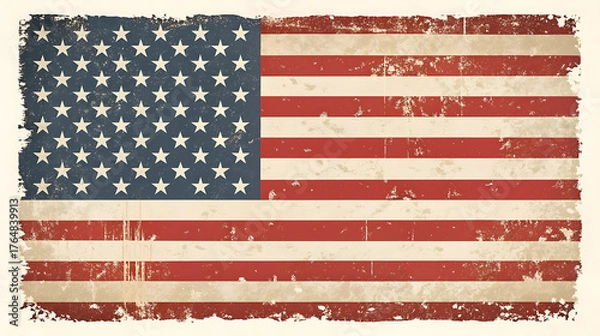 Fototapeta Grunge american flag with stars and stripes for independence day
