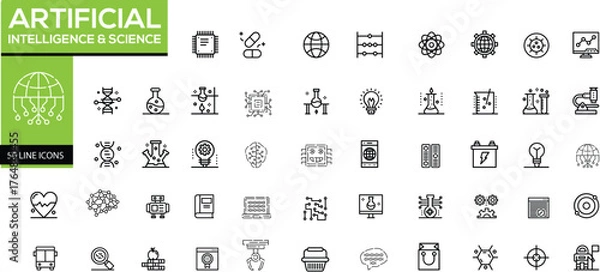 Obraz 50 Artificial Intelligence & Science Line Icons Set