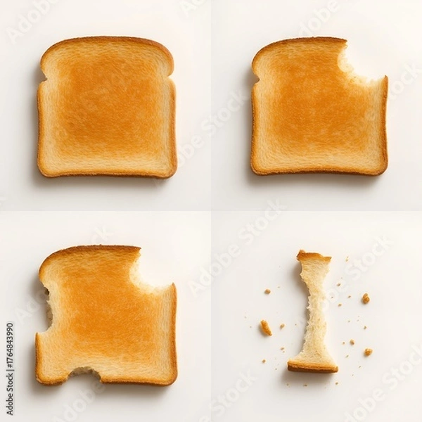 Fototapeta Realistic toasted Bread Bite Sequence