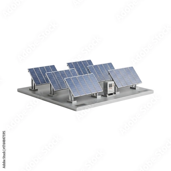Obraz Solar panel array isolated on transparent background for clean energy production