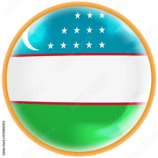 Obraz  uzbekistan flag button