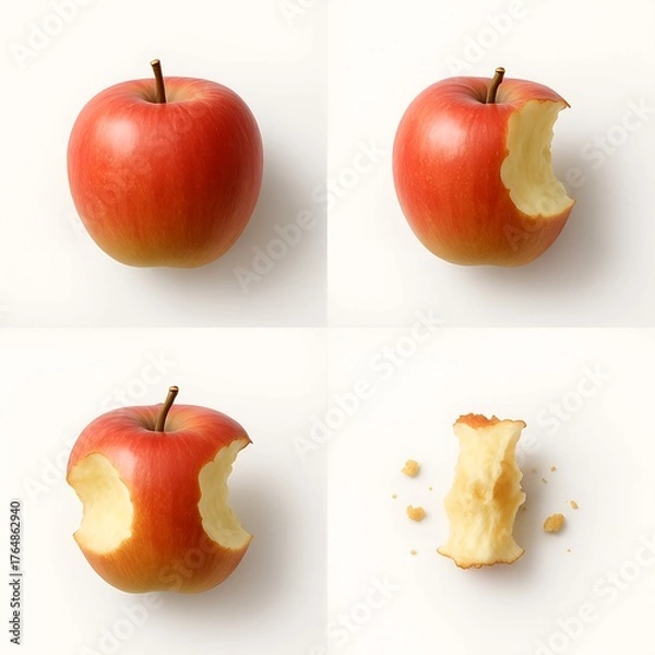 Fototapeta Realistic Red Apple Bite Sequence