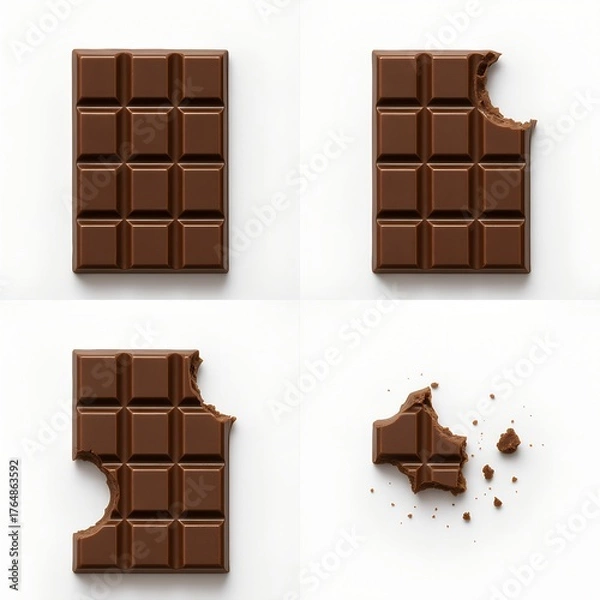 Fototapeta Realistic Chocolate Bar Bites Sequence