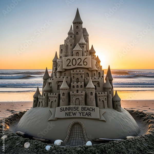 Obraz Sandcastle Beach Sunset Scenery