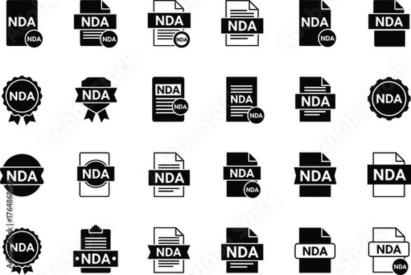 Obraz NDA Legal Agreement ,Non-Disclosure Agreement label icon vector illustration set.256ZNDA Legal Agreement ,Non-Disclosure Agreement label icon vector illustration se