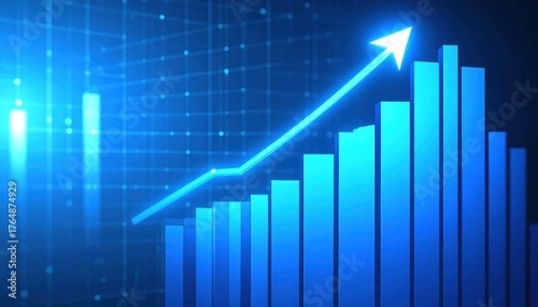 Fototapeta Dynamic blue financial chart illustration symbolizing growth and upward trends in business and