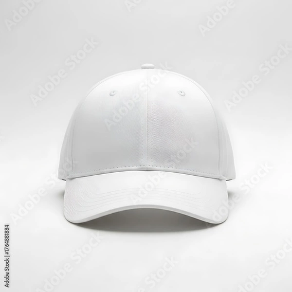 Obraz Plain white baseball cap on a white background