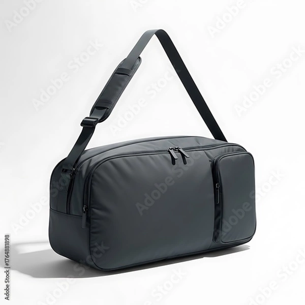 Obraz Durable dark gray duffel bag with adjustable shoulder strap