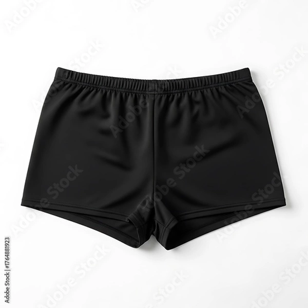 Obraz Plain black athletic shorts with elastic waistband