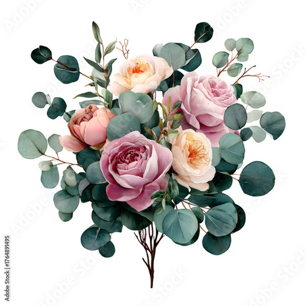 Obraz Watercolor floral arrangement isolated on white background
