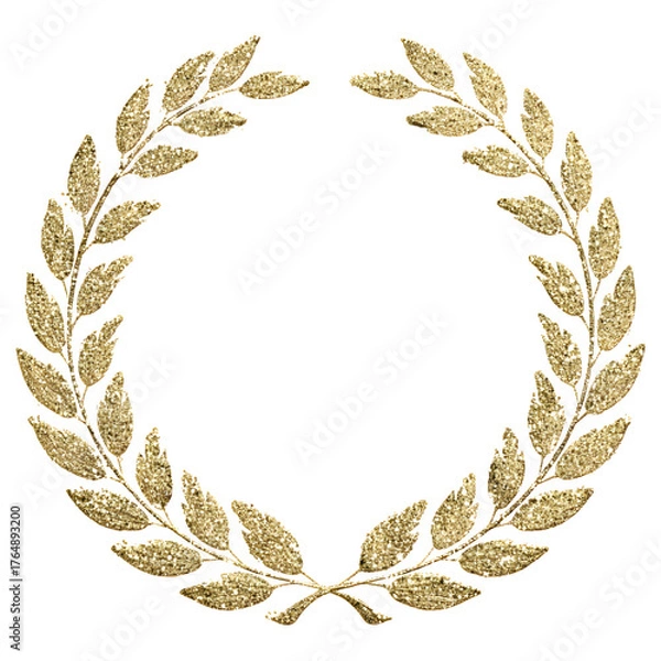 Obraz Golden laurel wreath isolated on white background