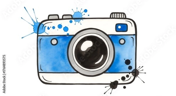 Obraz Exploring Creativity with a Hand-Drawn DSLR Illustration