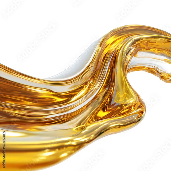 Obraz Golden liquid swirl isolated on white background