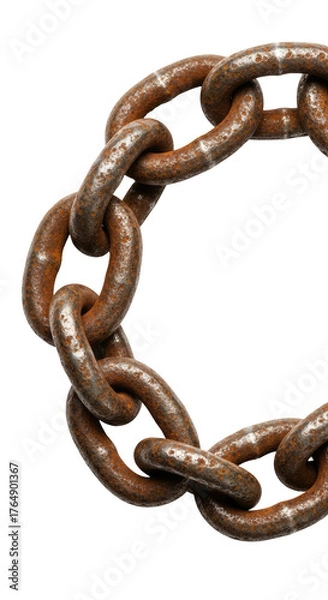 Fototapeta Close-up of a rusty chain links against a black background