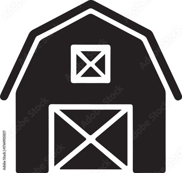 Fototapeta Rustic barn icon silhouette simple farm building symbol rural agriculture house outline modern countryside dwelling agriculture