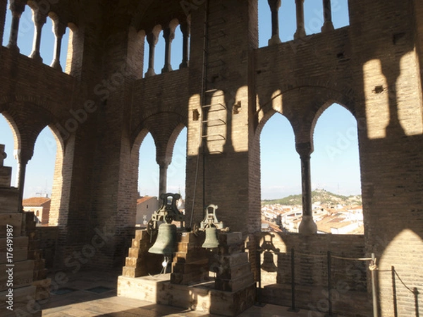 Fototapeta Bells in the Mudejar tower of the Savior in Teruel, Aragon, Spain
