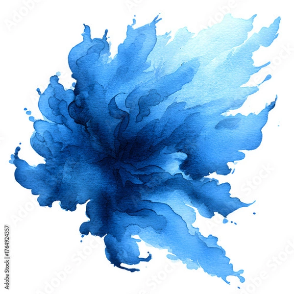 Obraz Abstract blue watercolor splash isolated on transparent background
