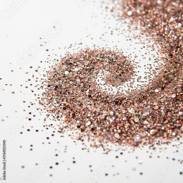 Fototapeta Holographic glitter particles creating a mesmerizing swirl on a white surface