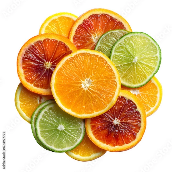 Fototapeta Citrus Fruit Slices isolated on transparent background