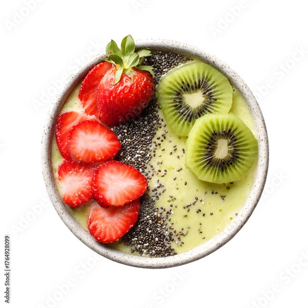 Obraz Fruit smoothie bowl with chia seeds isolated on transparent background