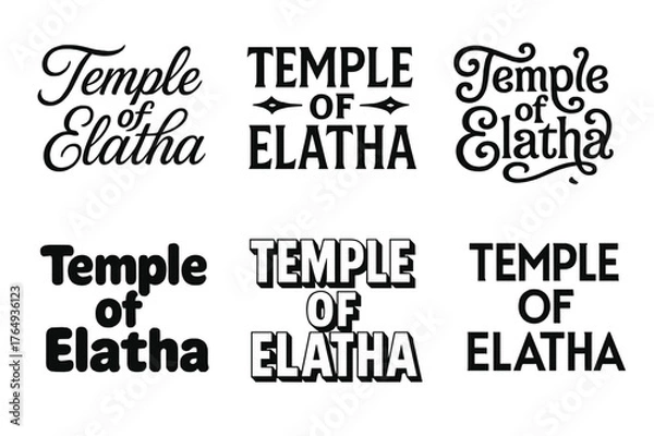 Obraz Elatha Lettering Variations. Temple of Elatha. Set lettering. harmonious lettering variations of the same emblematic concept, each with different artistic