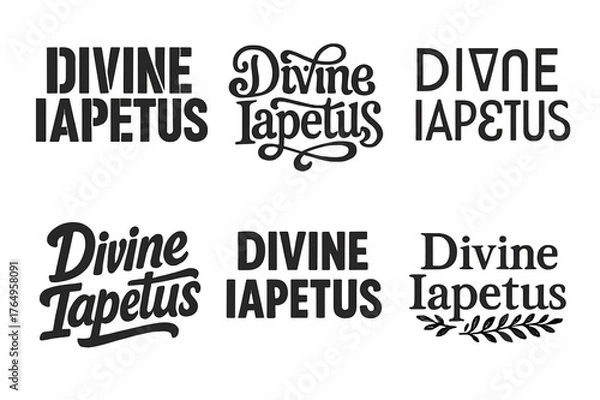Fototapeta Iapetus Lettering Variations. Divine Iapetus. Set lettering. harmonious lettering variations of the same emblematic concept (Stencil-inspired urban lettering,
