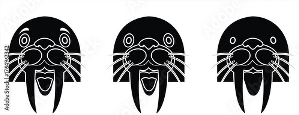 Obraz Walrus Silhouette Icon – Minimalist Black Wildlife Vector with Tusks and Whiskers for Animal and Nature Design