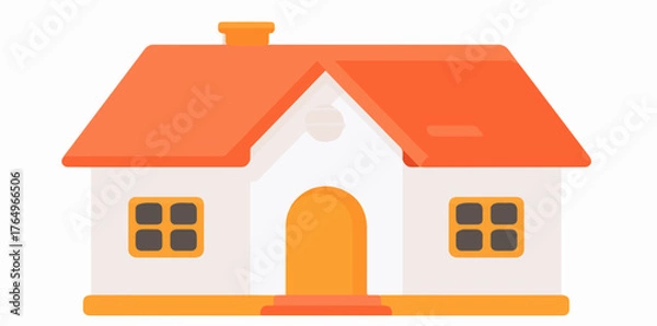 Fototapeta Ilustração vetorial de uma casa simples e colorida, perfeita para projetos de design gráfico e representações de moradia.