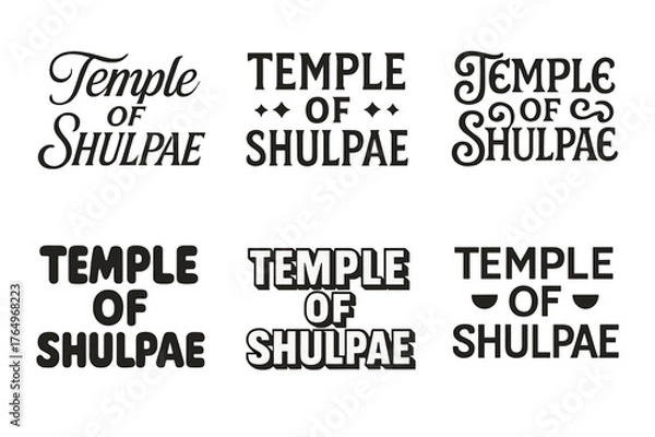 Fototapeta Shulpae Lettering Variations. Temple of Shulpae. Set lettering. harmonious lettering variations of the same emblematic concept, each with different artistic