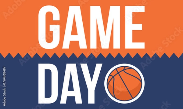 Fototapeta Game Day. Basketball playoff in March. Super sport party in United States. Final games of season tournament. Professional team championship. Ball for basketball. Sport poster. Vector