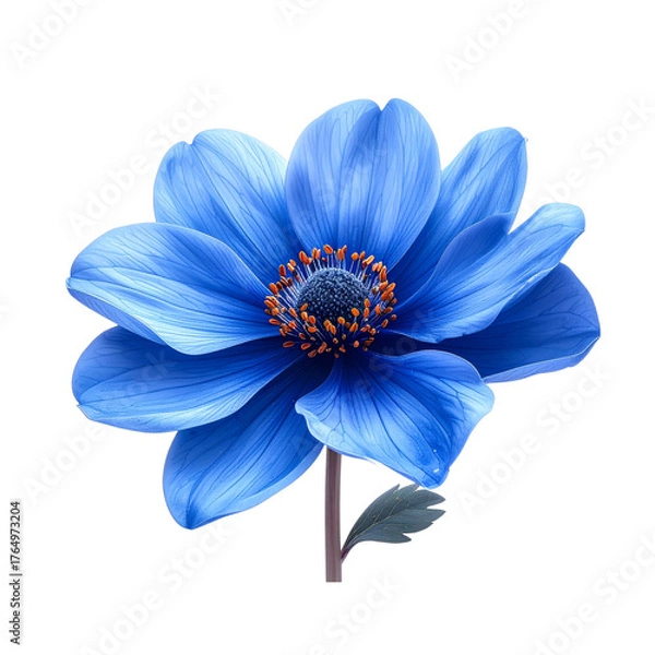 Fototapeta  Blue flower isolated on white background, png with transparency 