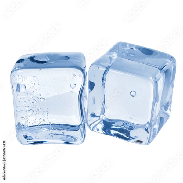Fototapeta  Two ice cubes, isolated on transparent background, png 