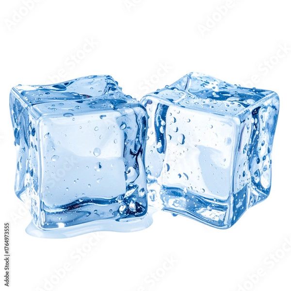 Fototapeta Two ice cubes, isolated on transparent background, png 