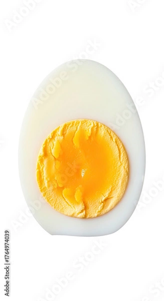 Obraz Close-up of a perfectly halved boiled egg, yolk bright orange